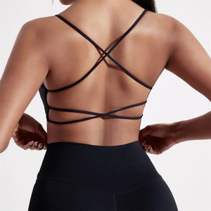 Venta al por mayor personalizado de alta calidad de las mujeres de entrenamiento superior de alto cuello de imitación de un hombro Crop Sports Bra Design Gym Bra Open Back Sports Bra - Product Image 6