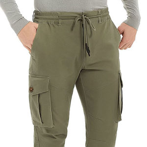Pantalones cargo informales de cintura alta para hombre Color sólido y patrón Fabricado en fábrica de lona Teñido liso Precio al por mayor - Product Image 4