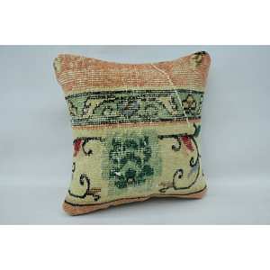 Oreiller en laine patchwork bohème Kantha 14x14 pouces Beige Floral Vintage Print Coussin décoratif pour la literie ou le sol - Product Image 2