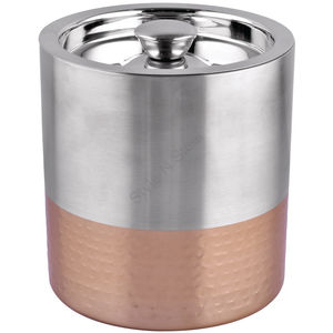 Seau à glace en acier inoxydable de qualité supérieure de couleur or à moitié martelé dans un design classique et élégant - Product Image 1