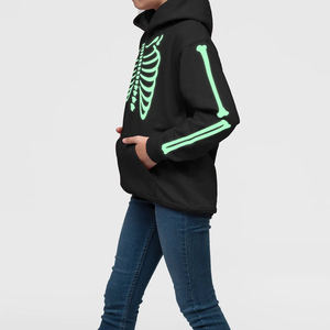 เสื้อฮู้ดผ้าฝ้าย 100% ลายโครงกระดูกครอบครัวเรืองแสงในที่มืด สำหรับงานปาร์ตี้ฮาโลวีนฤดูหนาว - Product Image 5