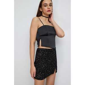 Chemise en satin chic pour femmes Taille unique Logo brodé Soie tricotée Formelle décontractée Col rond Manches courtes Polyester Automne Printemps - Product Image 3