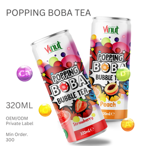 Fresa Boba té OEM ODM Etiqueta Privada fabricante de bebidas formulación personalizada Vietnam fábrica 320ml botella para mascotas 24 cartón - Product Image 5