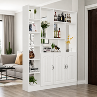 Meuble de séparation moderne en bois massif pour salon, entrée, avec rangement, casier à vin, étagère de présentation, portes, écologique, hauteur réglable