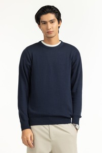 Suéter de Hombre con Cuello Redondo y Canalé, Estilo Europeo Americano 2025, Color Sólido, Holgado, 100% Algodón, Suéter Personalizado de Punto para Hombre - Product Image 2