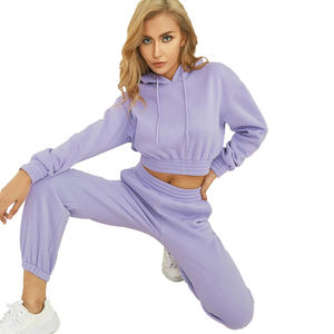 Chándal largo de dos piezas de lana unisex de talla grande con capucha y logotipo personalizado, chándal para correr, entrenamiento, fitness, sólido, informal de invierno - Product Image 1