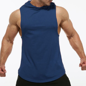 Custom Plus Size Muscle Men's Fitness Hoody Workout <b>Sleeveless</b> <b>Tshirt</b> Gym Tank Top Hoodie 100% Cotton Quick Dry & Breathable - Product Image 2