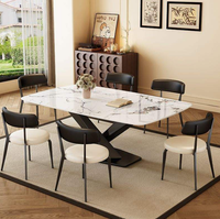 Ensemble de table à manger en granit noir absolu, style italien, pieds en X, design moderne minimaliste, écologique, pliable
