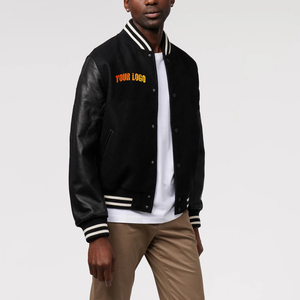 OEM/ODM 100% algodón lana cuerpo pesado Varsity chaqueta con manga de cuero ropa de invierno Crop Top College Varsity chaqueta para hombre - Product Image 1