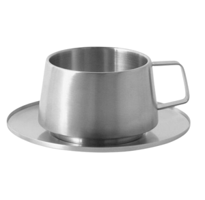 Taza y platillo de acero inoxidable puro para servir café y té Juego de tazas y platillos más vendidos a bajo precio - Product Image 1