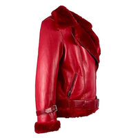 Blouson d'hiver de luxe OEM pour femme, élégant, en peau de mouton rouge, respirant, coupe-vent, chauffant, avec col en fourrure de renard, haute qualité, Silo