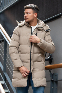 Custom men thermal puffer jacket down filled warm <b>padded</b> winter coat water resistant outdoor sportswear - Product Image 6