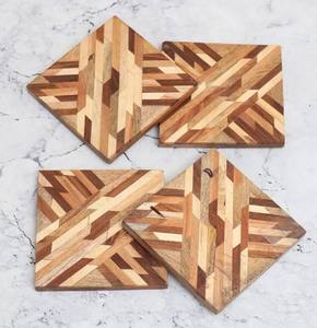 Ensemble de sous-verres en bois élégants sous-verres à thé et café pour la décoration de table Vaisselle de maison moderne Sous-verres décoratifs durables - Product Image 3