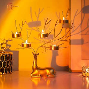 เทียนรูปกวางทำจากวัสดุทองเหลืองตกแต่งโต๊ะทำจากวัสดุที่มีเอกลักษณ์เฉพาะสำหรับตกแต่งโต๊ะหรือใช้ตกแต่งตามเทศกาลคริสต์มาส - Product Image 3