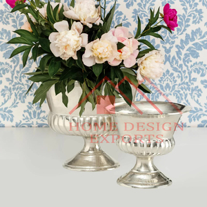 Cuenco de flores de Metal acabado plateado diseño personalizado florero de Metal hecho a mano juego de Metal decorativo de mesa de boda - Product Image 3