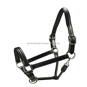 Halter de cheval en cuir entièrement réglable à double couture robuste en cuir véritable brun noir ou beige toutes les tailles disponibles - Product Image 5
