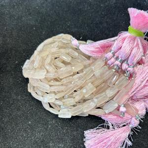 Natural Rose Quartz <b>Crystal</b> Tube <b>Beads</b> 10/14 - Product Image 3