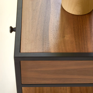 Mesita de noche de madera maciza pulida de alta calidad con almacenamiento, muebles hechos a mano personalizados de lujo modernos para el hogar o la entrada - Product Image 3