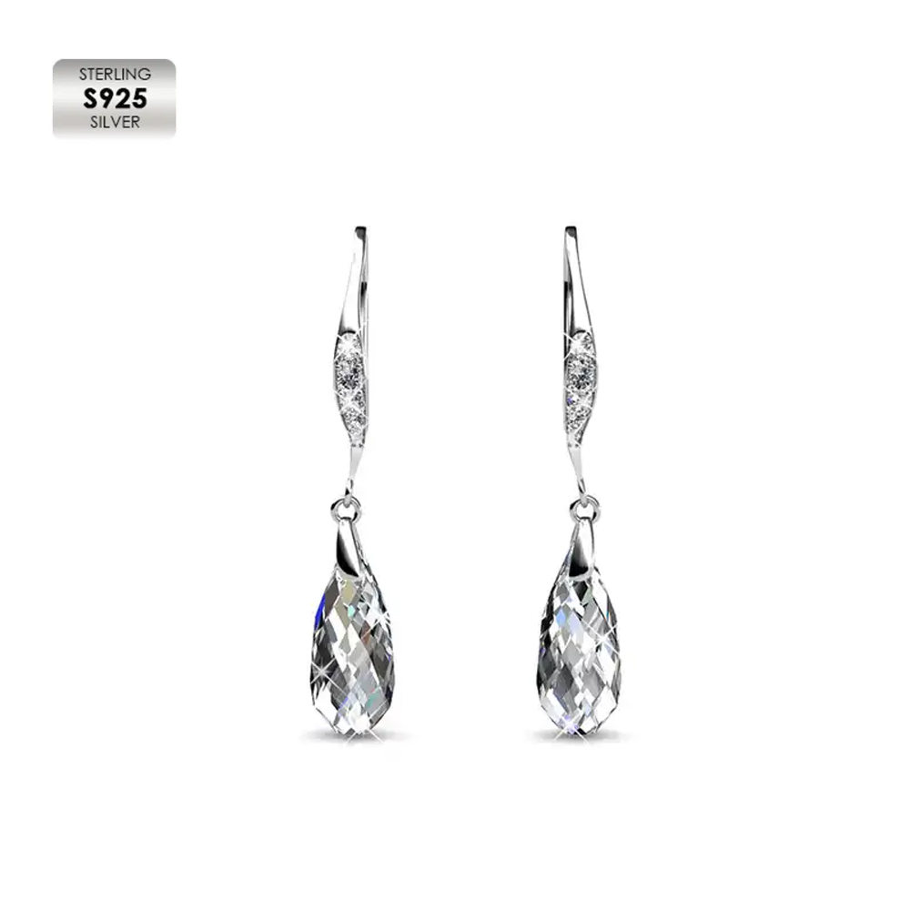 S925 18K White Gold Plated Sterling Silver Earrings