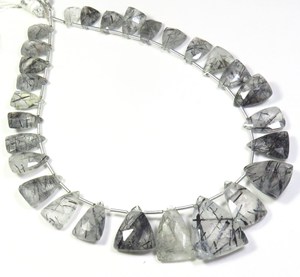 Cuentas de Piedras Preciosas de Cuarzo Rutilado Turmalinado Natural, 9-20 mm, Facetadas, Forma de Escudo, Piedras Preciosas Sueltas, para Collar de 9 Hilos - Product Image 1