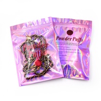 Emballage durable pour outils de maquillage holographiques, pour pince à cils, poudre, houppette, sac transparent refermable avec fermeture éclair