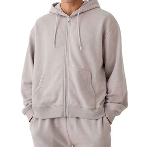 Sudaderas con Capucha Personalizadas de Alta Calidad, Estilo Holgado con Hombros Caídos, Cierre de Cremallera, para Hombre, 100% Algodón, para Invierno, con Bolsillo - Product Image 1