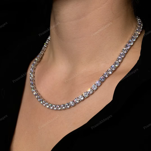 Collier chaîne en diamant pour hommes tennis en argent sterling 6mm coupe ronde Moissanite en argent tennis 20 "chaîne en diamant bijoux personnalisés - Product Image 1