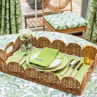 Beau plateau de service en rotin à un étage fait à la main Design bohème durable pour la vaisselle de cuisine boisson Vietnam