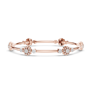 0.816 CT Lab Diamond Floral <b>Bangle</b> <b>Bracelet</b> Round Brilliant Cut 10KT, 14KT, 18KT Gold & 925 Silver Rose, Yellow, White - Product Image 1