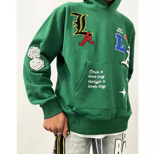 Streetwear sweats à capuche lavés à l'acide sérigraphie 100% coton 400 GSM Logo personnalisé en gros poids lourd épaule tombante sweats à capuche pour hommes - Product Image 1
