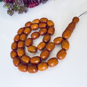 Perles de prière islamiques en ambre allemand ancien, Tasbih en ambre baltique naturel, Misbaha marron vintage, 100 grammes - Product Image 5