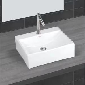 Petit lavabo rectangulaire en céramique blanche avec dessus de table Lavabo en porcelaine Lavabo sanitaire Salle de bain - Product Image 6