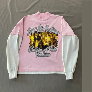 เสื้อยืดคอกลมคอเต่าสำหรับผู้ชายทรงโอเวอร์ไซส์280กรัมคอลูกเรือถักแบบแข็งดีไซน์ลายพิมพ์ DTG - Product Image 1