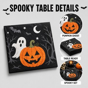Halloween Party Napkins Printed Pumpkin Ghost Design Disposable <b>Paper</b> Napkins for Halloween Party Table Decor - Product Image 4