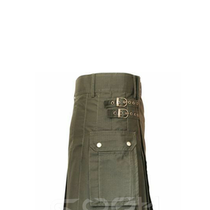 สก็อตสก็อตต์สำหรับผู้ชายกระโปรงสั้นสีเขียวเข้มมีสายรัดปรับได้มีกระเป๋าข้างผ้าฝ้าย - Product Image 6