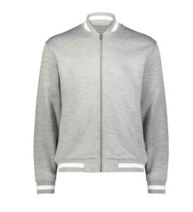 Chaqueta Varsity gris para hombre para Chicago for Bulls Lona bordada Cuello alto Estilo vintage Cierre de cremallera Invierno - Product Image 1