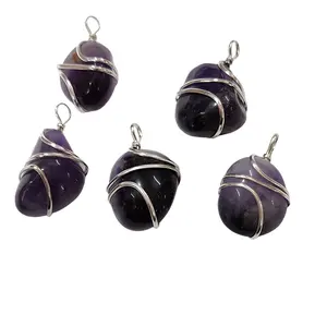 Crystal Amethyst Tumbled Stone Pendant Natural Handmade Pendants Crystal Pendants Wholesale From Amayra Crystals Exports