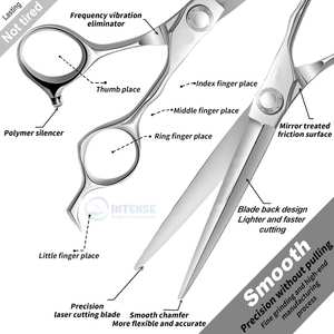 Tijeras de corte de pelo de peluquero extremadamente afiladas curvadas profesionales de gama alta, acero inoxidable para diestros 440C, mango medio 6,5 - Product Image 2