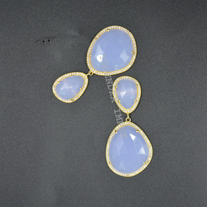 <b>Blue</b> Monalisa with cz dangle Earrings for Women Natural 925 Sterling Silver Boho Earrings Handmade Silver Drop Earrings for her - Product Image 3