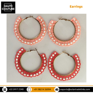 Aros de cuentas de ropa de playa informal para mujer con pendientes de cuentas de tambor pequeños y grandes de proveedor de origen indio - Product Image 5