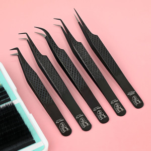 Pinzas para Extensión de Pestañas con Punta Curva Clásica, Acero Inoxidable, Ligeras, Herramienta Profesional para Volumen de Pestañas, Más Vendidas - Product Image 1