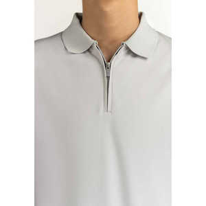 T-shirt Polo Homme Slim Fit MN-PSH-WS25-019 en Spandex de Haute Qualité avec Fermeture Éclair – Confortable et Anti-Plis pour le Golf - Product Image 3