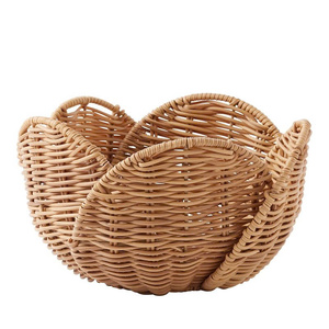 Natural Rattan <b>Tray</b> Round Flower Shape, <b>Tray</b> for Serving Food, Candy, Fruit, Kitchen Utensils - Product Image 1