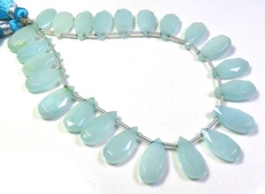 Gemas de amazonita azul de alto grado de 23 piezas 8 \ "hebra pera facetada cuentas de amazonita natural piedras preciosas sueltas de corte alemán - Product Image 4