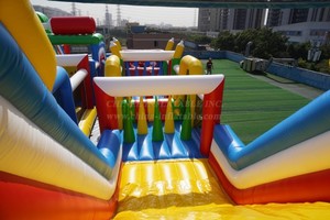 Pista de obstáculos inflable de colores de 72m, pista de entrenamiento de vinilo nueva llegada, carrera de obstáculos inflable larga de fábrica - Product Image 5