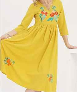 Vestido de fiesta de flores bordadas, informal, bohemio, estándar, holgado - Product Image 4