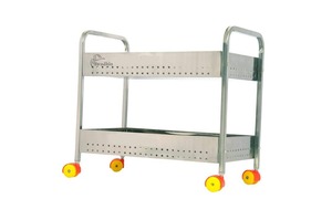 2-Tier Stainless Steel Fruits and Vegetables <b>Trolley</b> Cooking Tool Set for Convenient Storage and Presentation - Product Image 2
