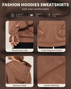 Pull à capuche à manches longues surdimensionné décontracté pour femmes Logo imprimé personnalisé Streetwear tricoté sweat-shirt blanc avec col à capuche - Product Image 6