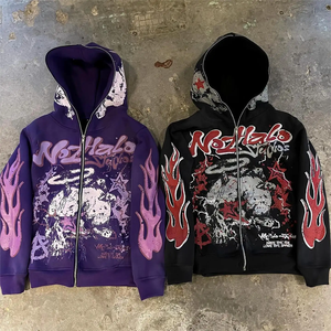 Sweat à capuche zippé en pierre de haute qualité en détresse soleil fané soleil délavé hommes personnalisé 100% coton pull surdimensionné sweat à capuche zippé pour homme - Product Image 3