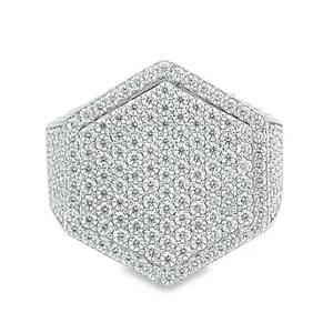 Hip Hop VVS Moissanite Round Diamond <b>Ring</b> for <b>Men</b> White Gold Plated 925 Sterling <b>Silver</b> - Product Image 1